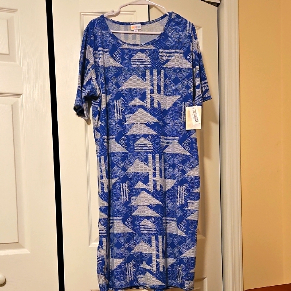 Blue Geometric Pattern Dress